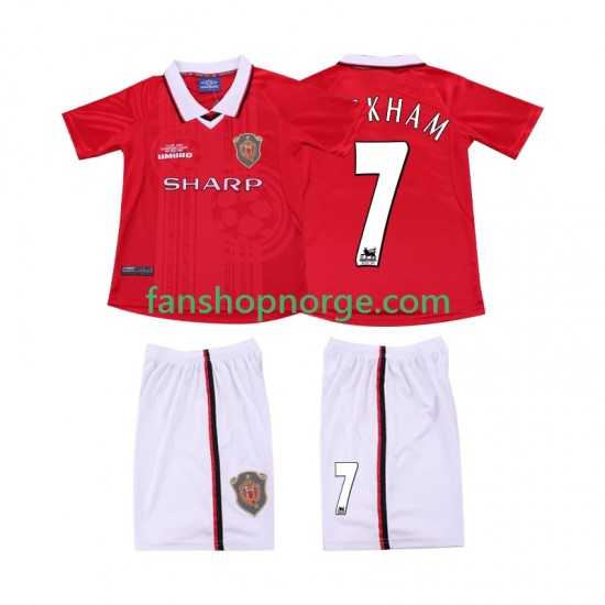 Billige Fotballdrakter Manchester United BECKHAM 7 2000 Retro Barn Hjemmedrakt 1999 Kortermet
