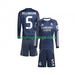 Billige Fotballdrakter Real Madrid Jude Bellingham 5 Barn Bortedrakt 2025-2026 Langermet