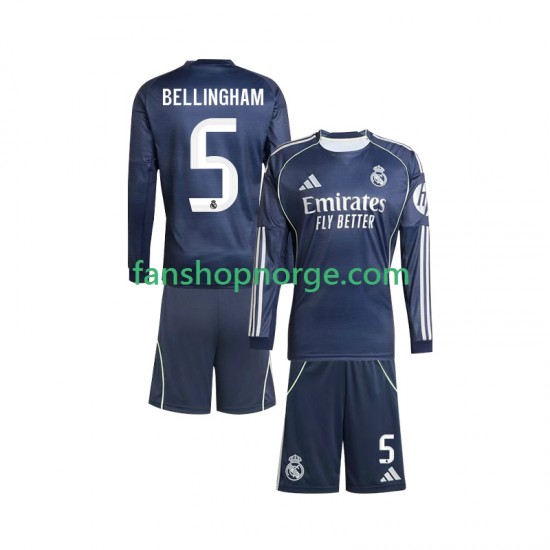 Billige Fotballdrakter Real Madrid Jude Bellingham 5 Barn Bortedrakt 2025-2026 Langermet