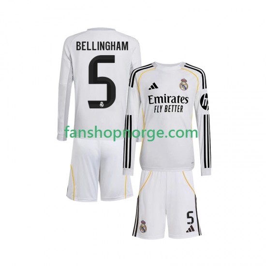 Billige Fotballdrakter Real Madrid Jude Bellingham 5 Barn Hjemmedrakt 2025-2026 Langermet
