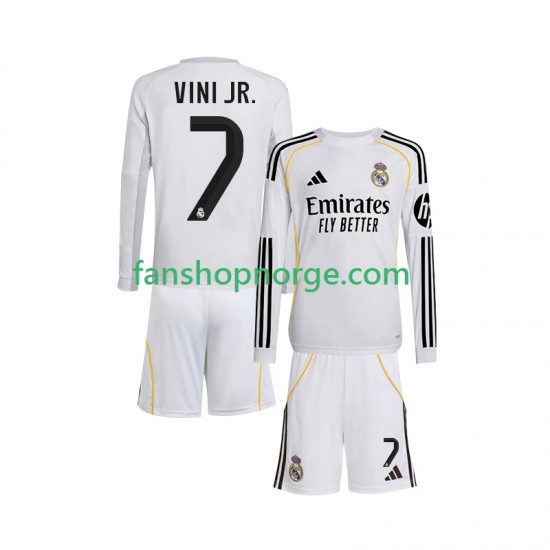 Billige Fotballdrakter Real Madrid Vinicius Junior 7 Barn Hjemmedrakt 2025-2026 Langermet
