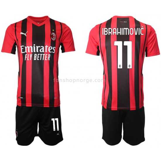 Billige Fotballdrakter AC Milan Zlatan Ibrahimovic 11 Barn Hjemmedrakt 2021-2022 Kortermet