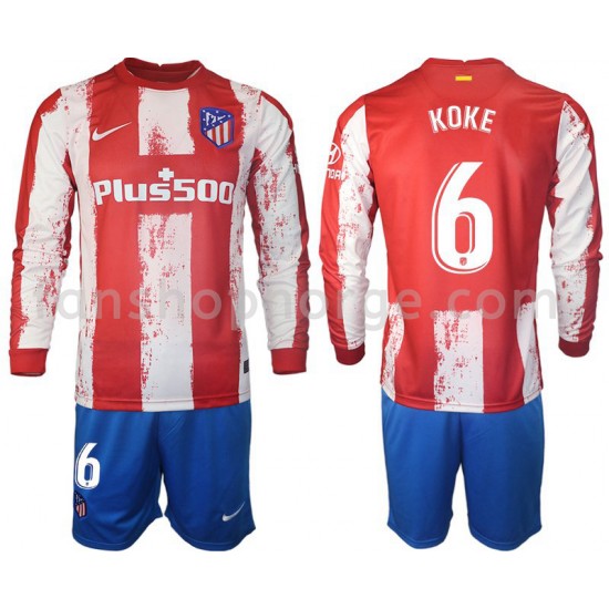 Billige Fotballdrakter Atlético Madrid Koke 6 Barn Hjemmedrakt 2021-2022 Langermet