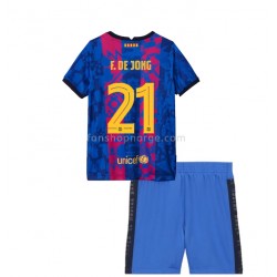 Billige Fotballdrakter FC Barcelona Frenkie de Jong 21 Barn Tredjedrakt 2021-2022 Kortermet