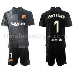 Billige Fotballdrakter FC Barcelona Keeper Ter Stegen 1 Barn Bortedrakt 2021-2022 Kortermet