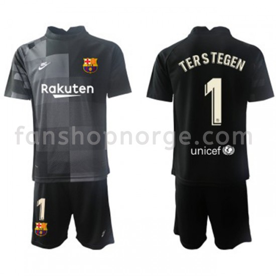 Billige Fotballdrakter FC Barcelona Keeper Ter Stegen 1 Barn Bortedrakt 2021-2022 Kortermet