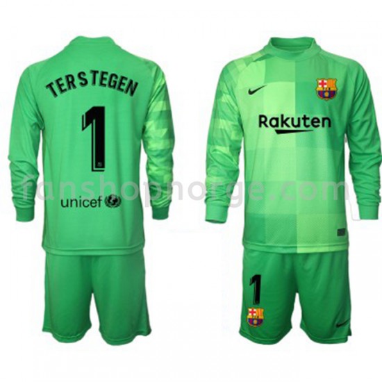 Billige Fotballdrakter FC Barcelona Keeper Ter Stegen 1 Barn Tredjedrakt 2021-2022 Langermet