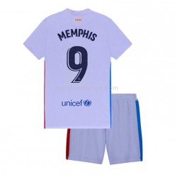 Billige Fotballdrakter FC Barcelona Memphis Depay 9 Barn Bortedrakt 2021-2022 Kortermet