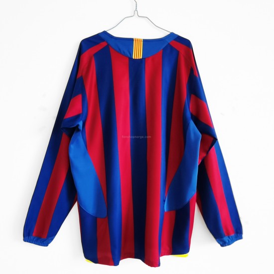 Billige Fotballdrakter FC Barcelona Retro Hjemmedrakt 2005-2006 Langermet