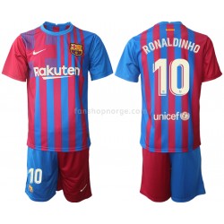 Billige Fotballdrakter FC Barcelona Ronaldinho 10 Barn Hjemmedrakt 2021-2022 Kortermet