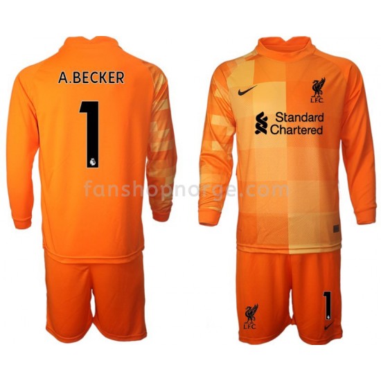 Billige Fotballdrakter Liverpool Keeper A.BECKER 1 Barn Fjerdedrakt 2021-2022 Langermet