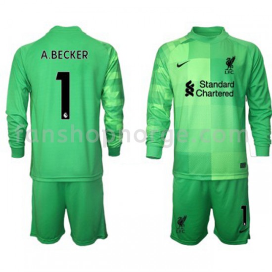 Billige Fotballdrakter Liverpool Keeper Alisson Becker 1 Barn Hjemmedrakt 2021-2022 Langermet