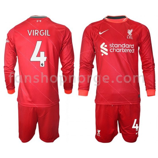 Billige Fotballdrakter Liverpool VIRGIL 4 Barn Hjemmedrakt 2021-2022 Langermet