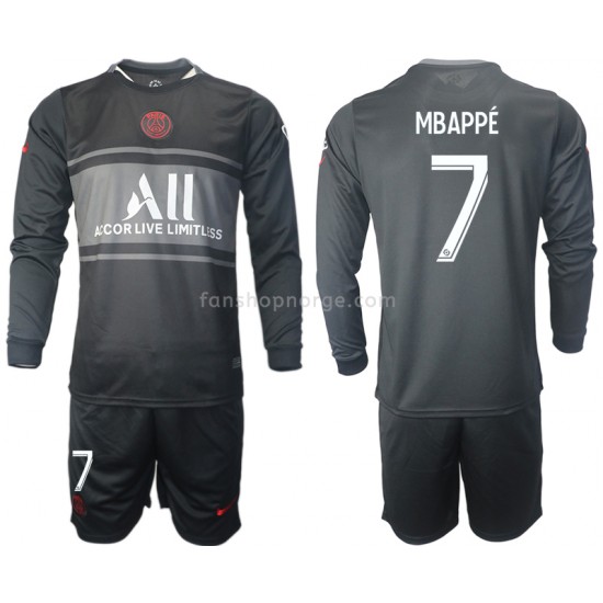 Billige Fotballdrakter Paris Saint-Germain Kylian Mbappé 7 Barn Tredjedrakt 2021-2022 Langermet