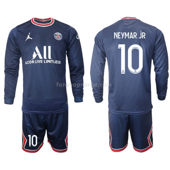Billige Fotballdrakter Paris Saint-Germain Neymar JR 10 Barn Hjemmedrakt 2021-2022 Langermet