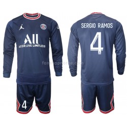 Billige Fotballdrakter Paris Saint-Germain Sergio Ramos 4 Barn Hjemmedrakt 2021-2022 Langermet