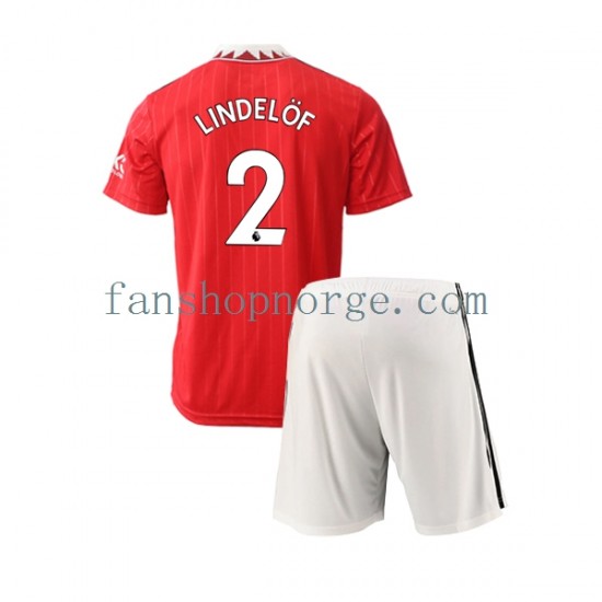 Billige Fotballdrakter Manchester United Victor Lindelof 2 Barn Hjemmedrakt 2022-2023 Kortermet