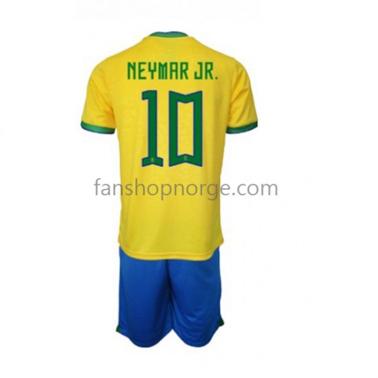 Billige Fotballdrakter Brasil Neymar JR 10 Barn Hjemmedrakt World Cup 2022 Kortermet