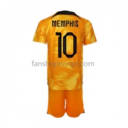 Billige Fotballdrakter Nederland Memphis Depay 10 Barn Hjemmedrakt World Cup 2022 Kortermet
