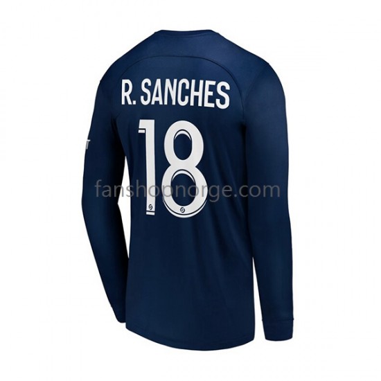 Billige Fotballdrakter Paris Saint-Germain R.Sanches 18 Herre Hjemmedrakt 2022-2023 Langermet