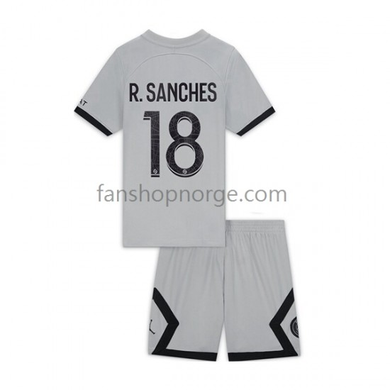 Billige Fotballdrakter Paris Saint-Germain R.Sanches 18 Barn Bortedrakt 2022-2023 Kortermet